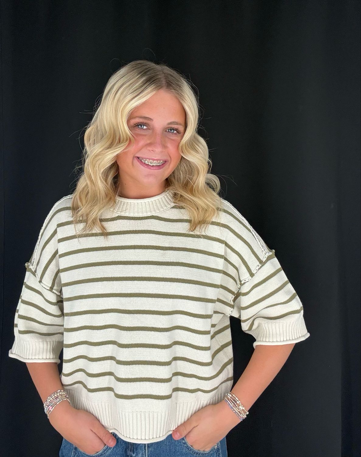 Julee Stripe Sweater-Olive