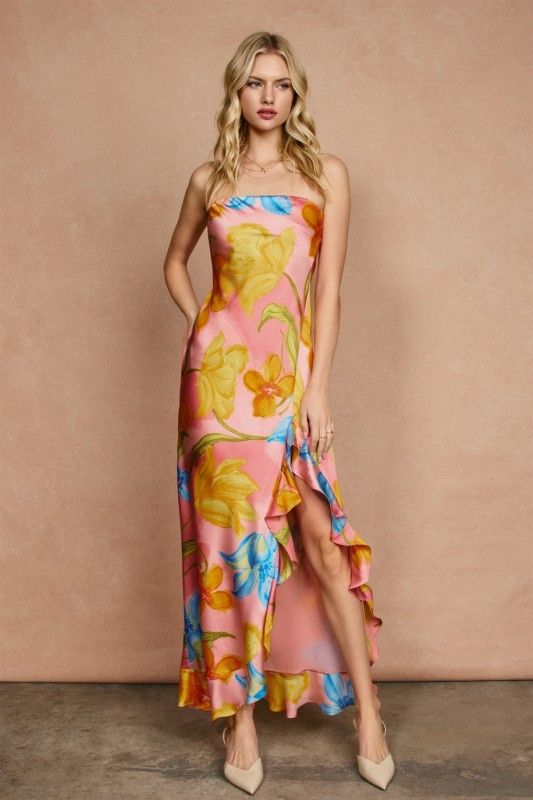 Blushing Floral Ruffle Maxi