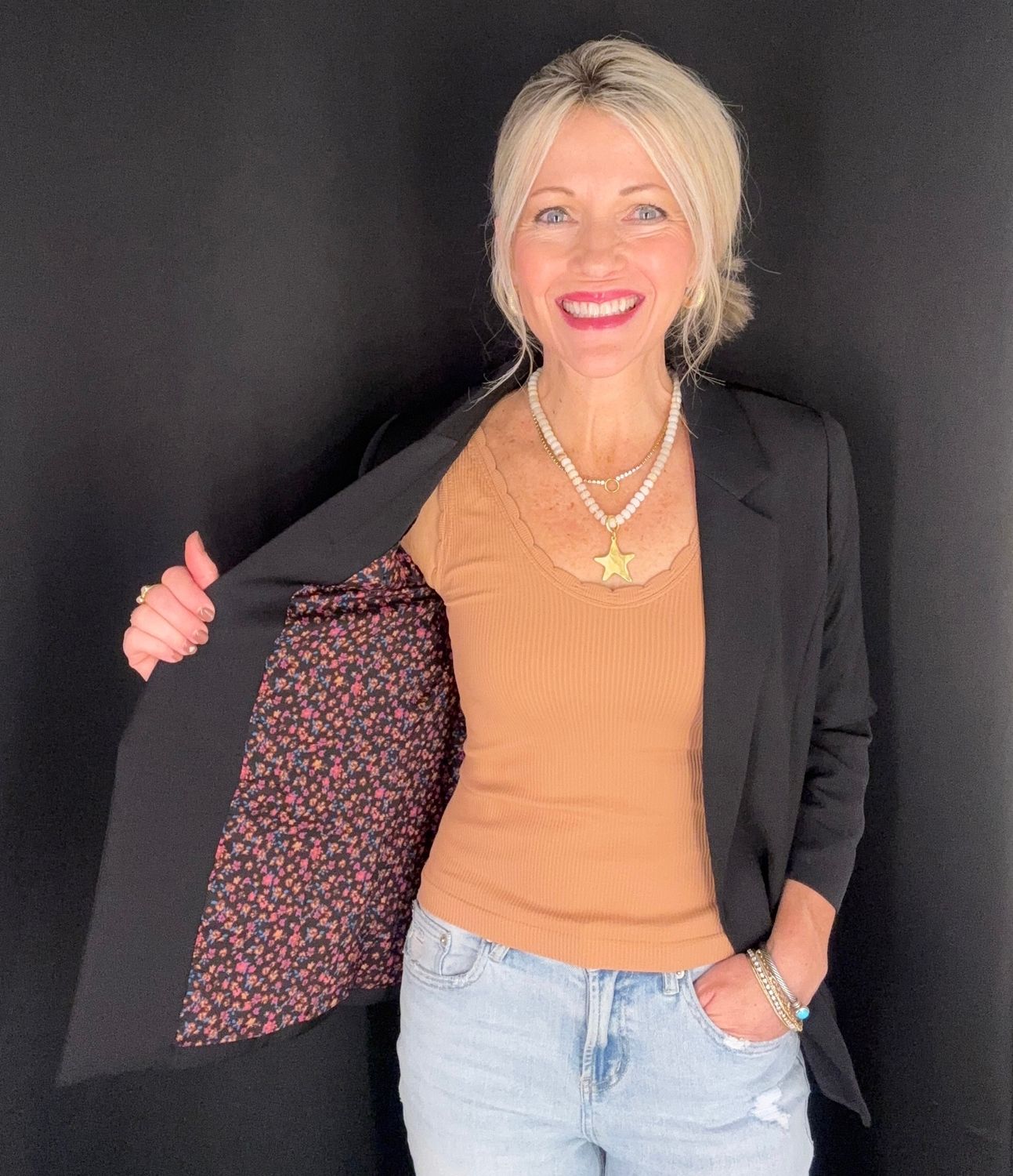 Basic Black Rouched Blazer