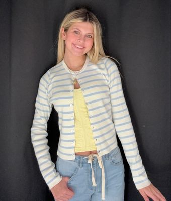 Sadie Stripe Cardi-Blue