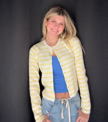 Sadie Stripe Cardi-Yellow