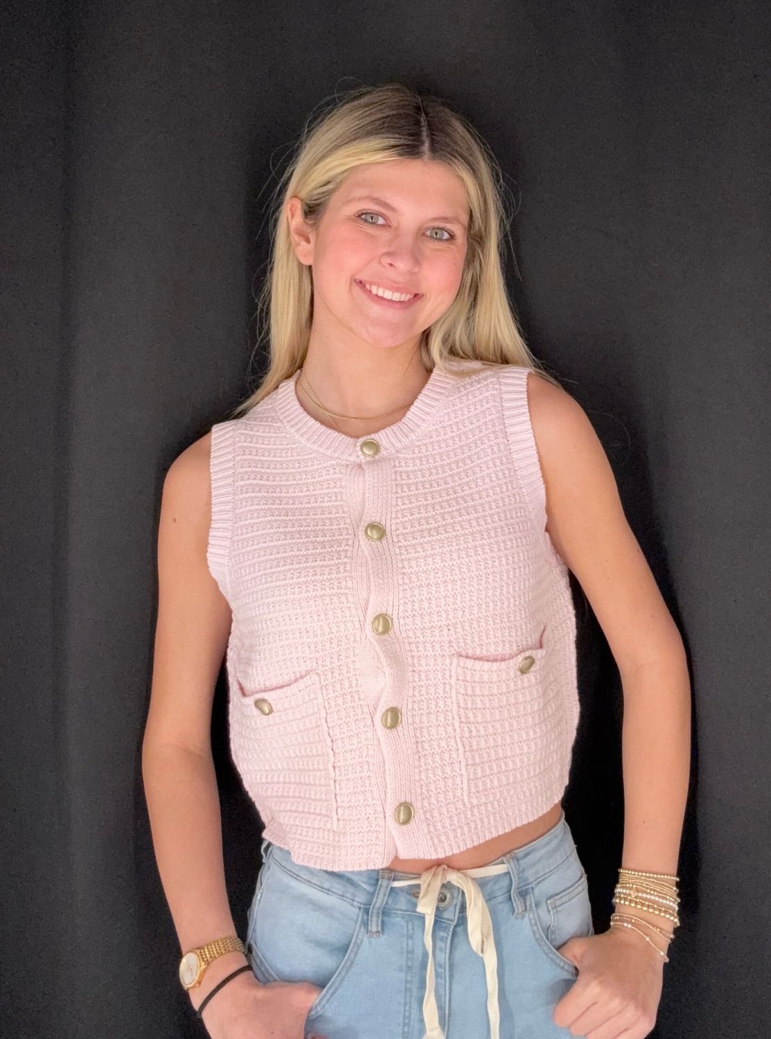 Sweet Sweater Vest-Pink