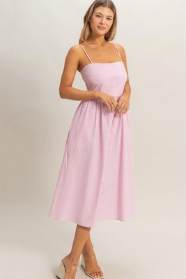 Laura Stripe Midi Dress-Pink