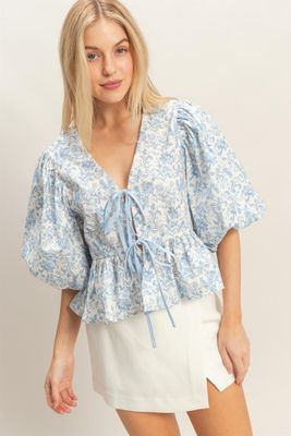 Charming Floral Tie Top