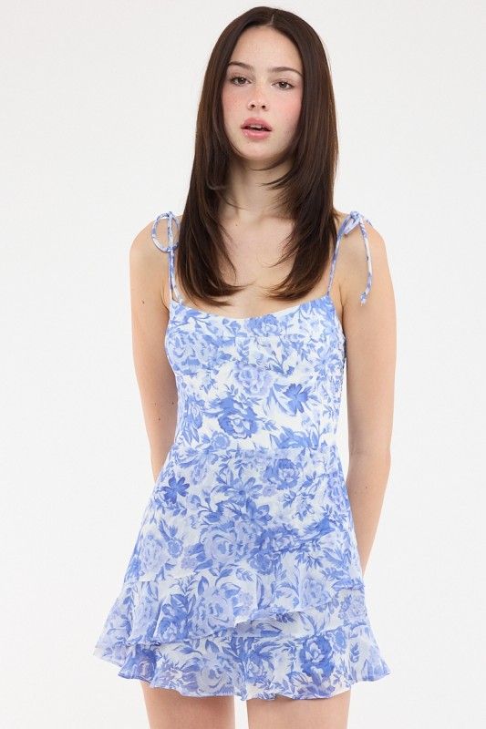 Nora Floral Dress-Blue
