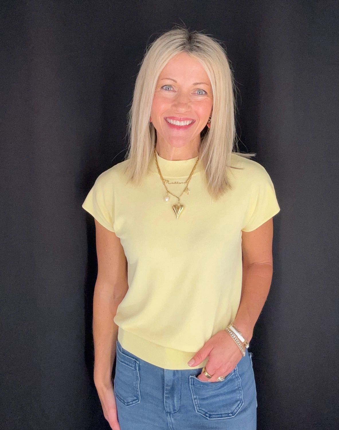 Tally Mock Neck-Yellow