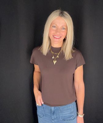 Tally Mock Neck-Brown