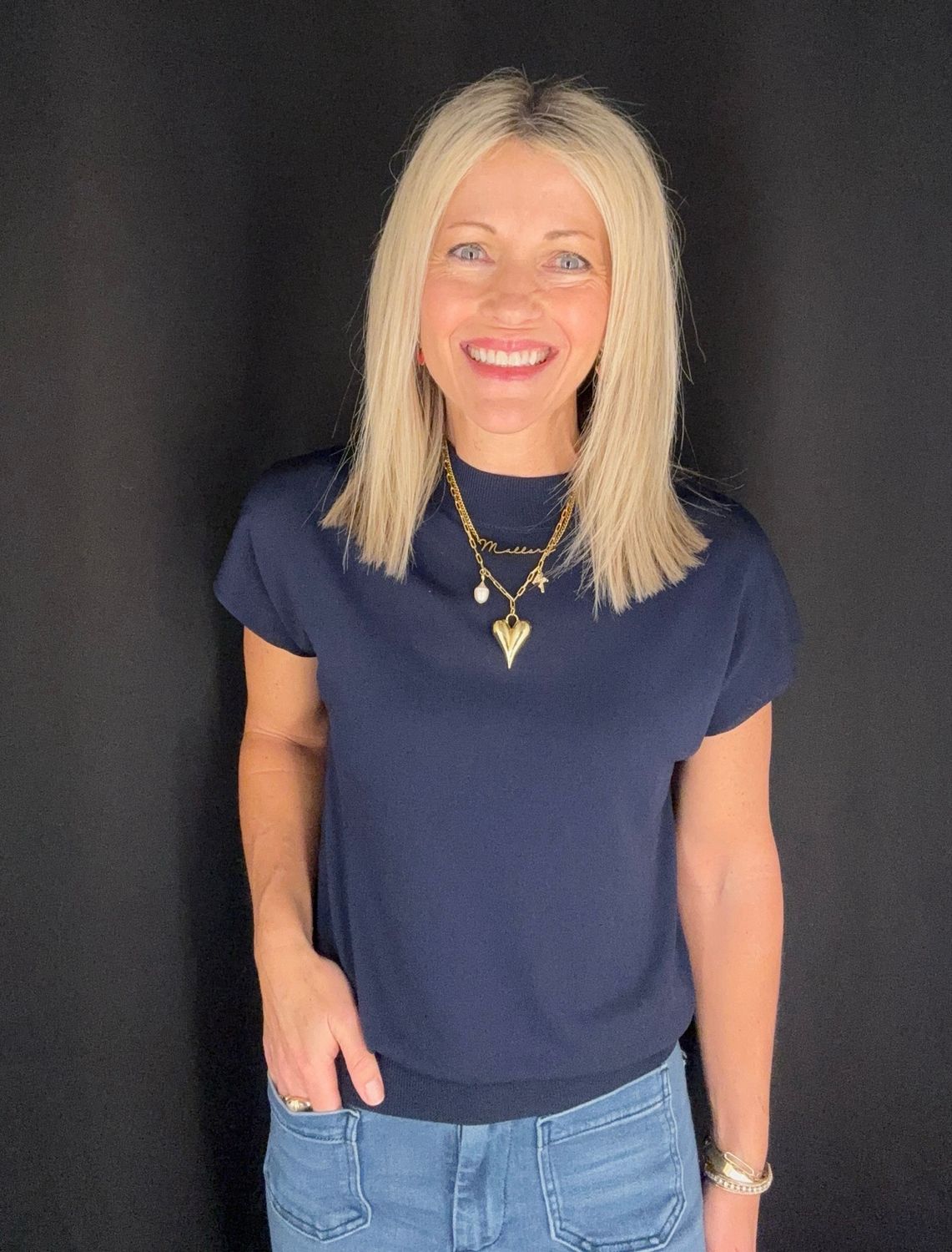 Tally Mock Neck-Navy