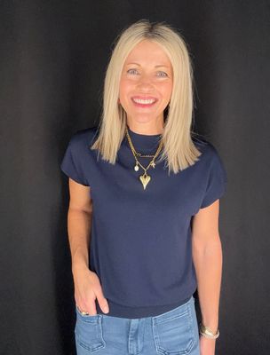 Tally Mock Neck-Navy