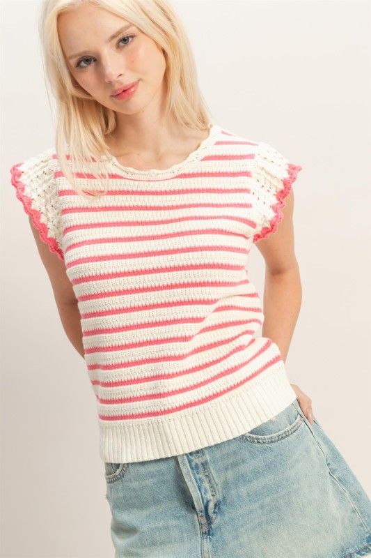 Stella Stripe Sweater-Pink
