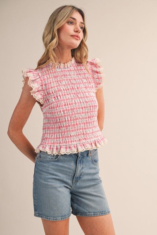 Sweet Pink Plaid Top