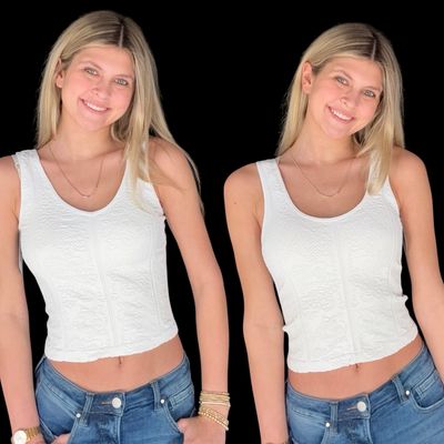 2 Way Lace Tank-White