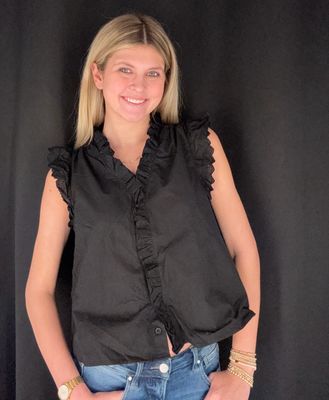 Paris Ruffle Blouse-Black