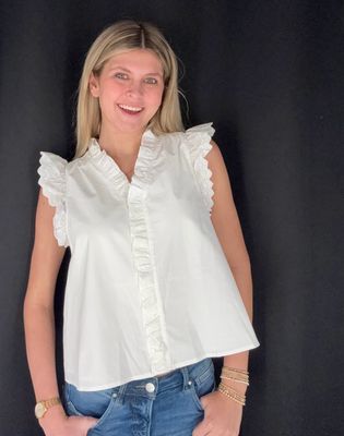 Paris Ruffle Blouse-White