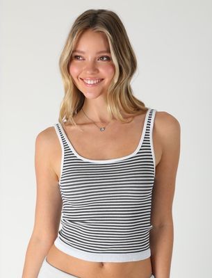 Kelsy Stripe Tank-Blk