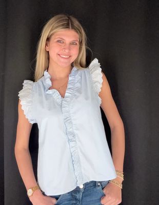 Paris Ruffle Blouse-Blue