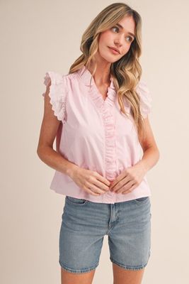 Paris Ruffle Blouse-Pink