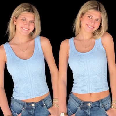 2 Way Lace Tank-Serene Blue