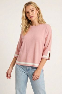 Leanne 3/4 Sleeve Sweater-Pink
