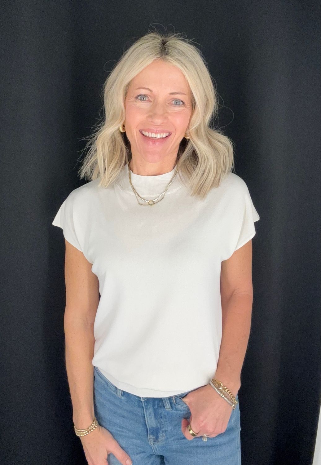 Tally Mock Neck-Cream