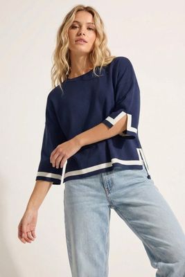 Leanne 3/4 Sleeve Sweater-Navy