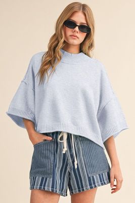Marli Mock Neck-Sky Blue