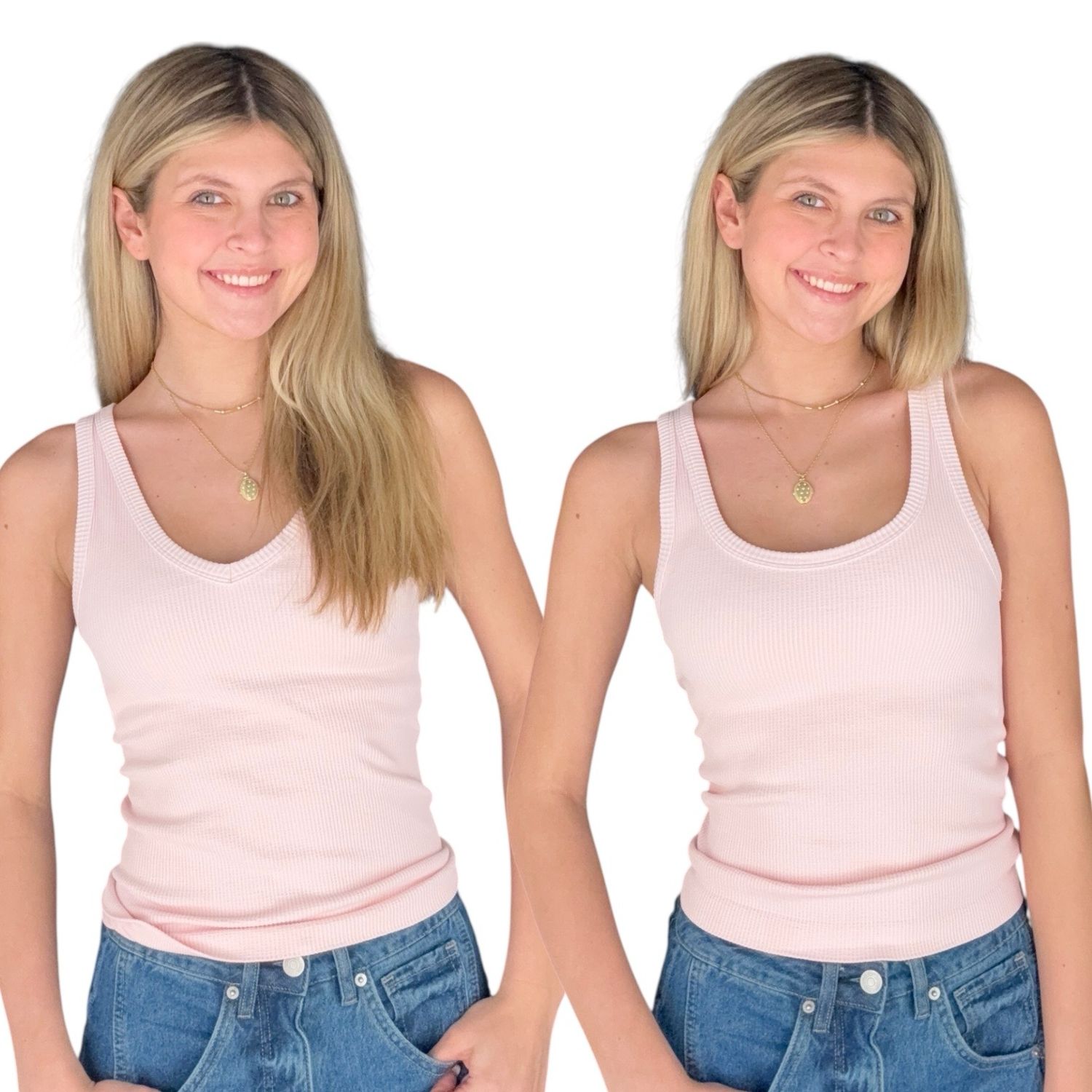 Two Way V Tank-Icy Pink