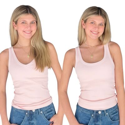 Two Way V Tank-Icy Pink