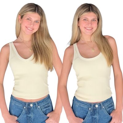 Two Way V Tank-Cream