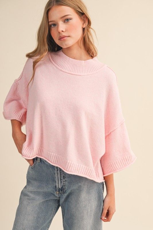 Marli Mock Neck-Baby Pink