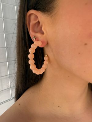 Pink Beaded Hoops