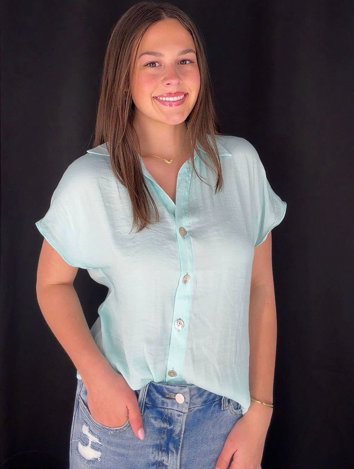 Minimalist Blouse-Aqua