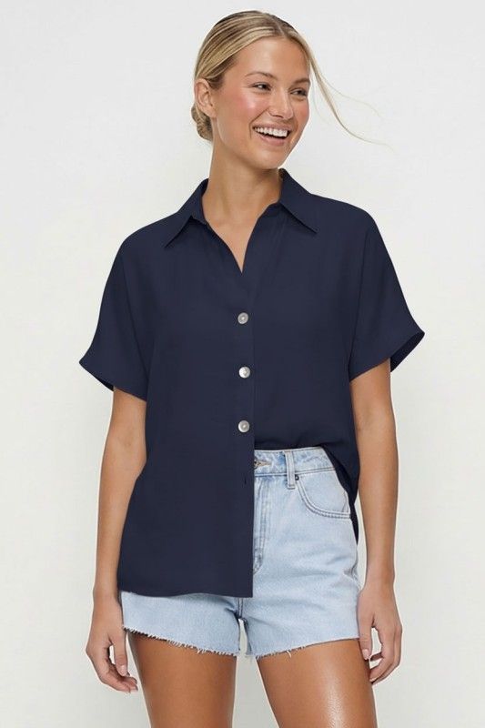 Minimalist Blouse-Navy