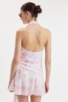 Grier Floral Halter Dress-Pink