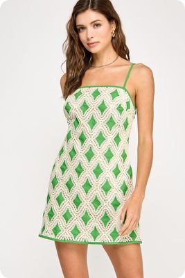 Addy Diamond Dress-Green