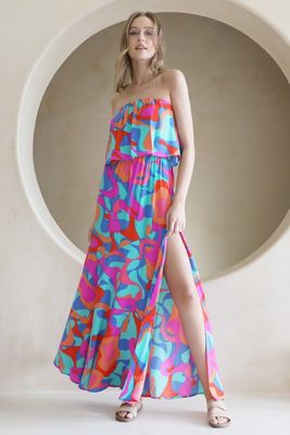 Wavy Print Maxi Dress