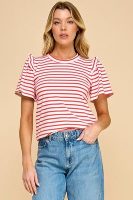 Skylar Stripe Top-Orange