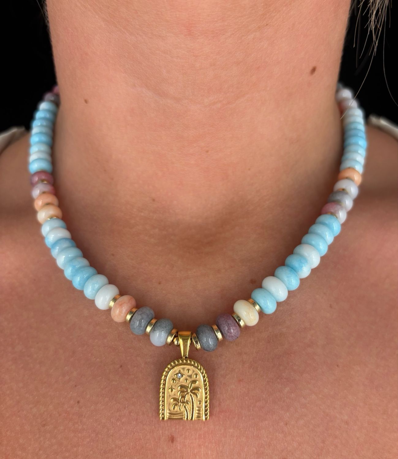 Palm Charm Beaded Necklace