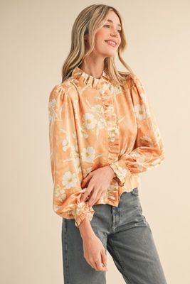 Peachy Floral Silky Blouse