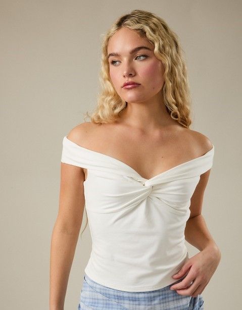 Sweetheart Off Shoulder Top-Wht