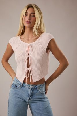 Vera Tie Front Cardi-Pink