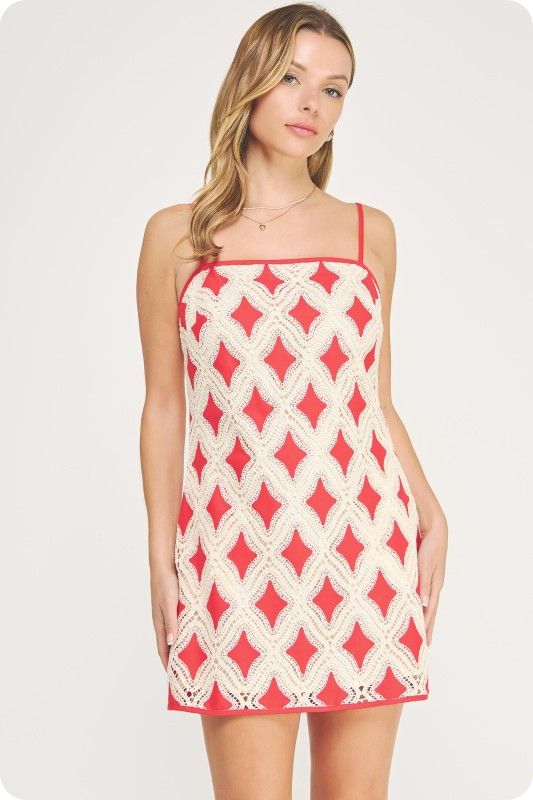 Addy Diamond Dress-Red