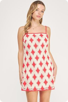 Addy Diamond Dress-Red