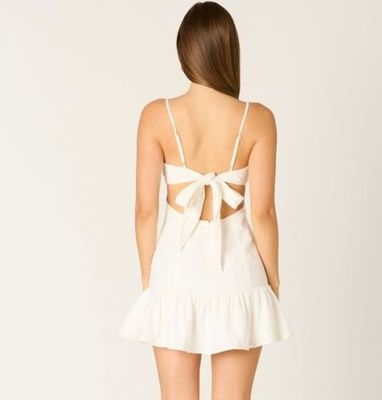 Linen Cutout Dress-Wht