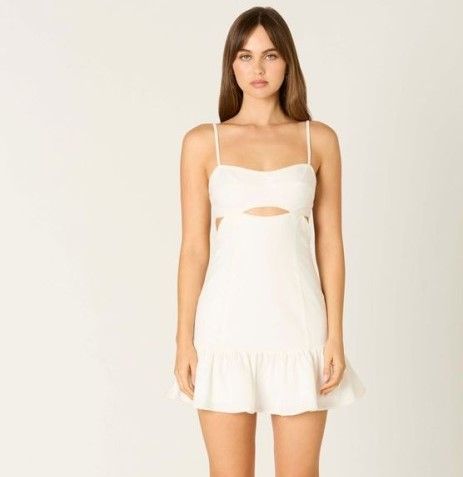 Linen Cutout Dress-Wht