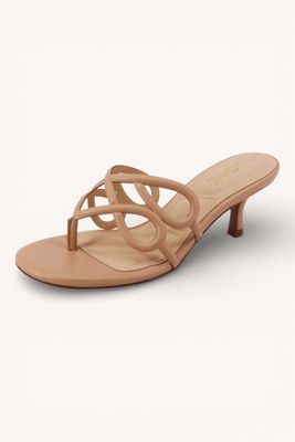 Loopy Kitten Heel Sandal-Tan