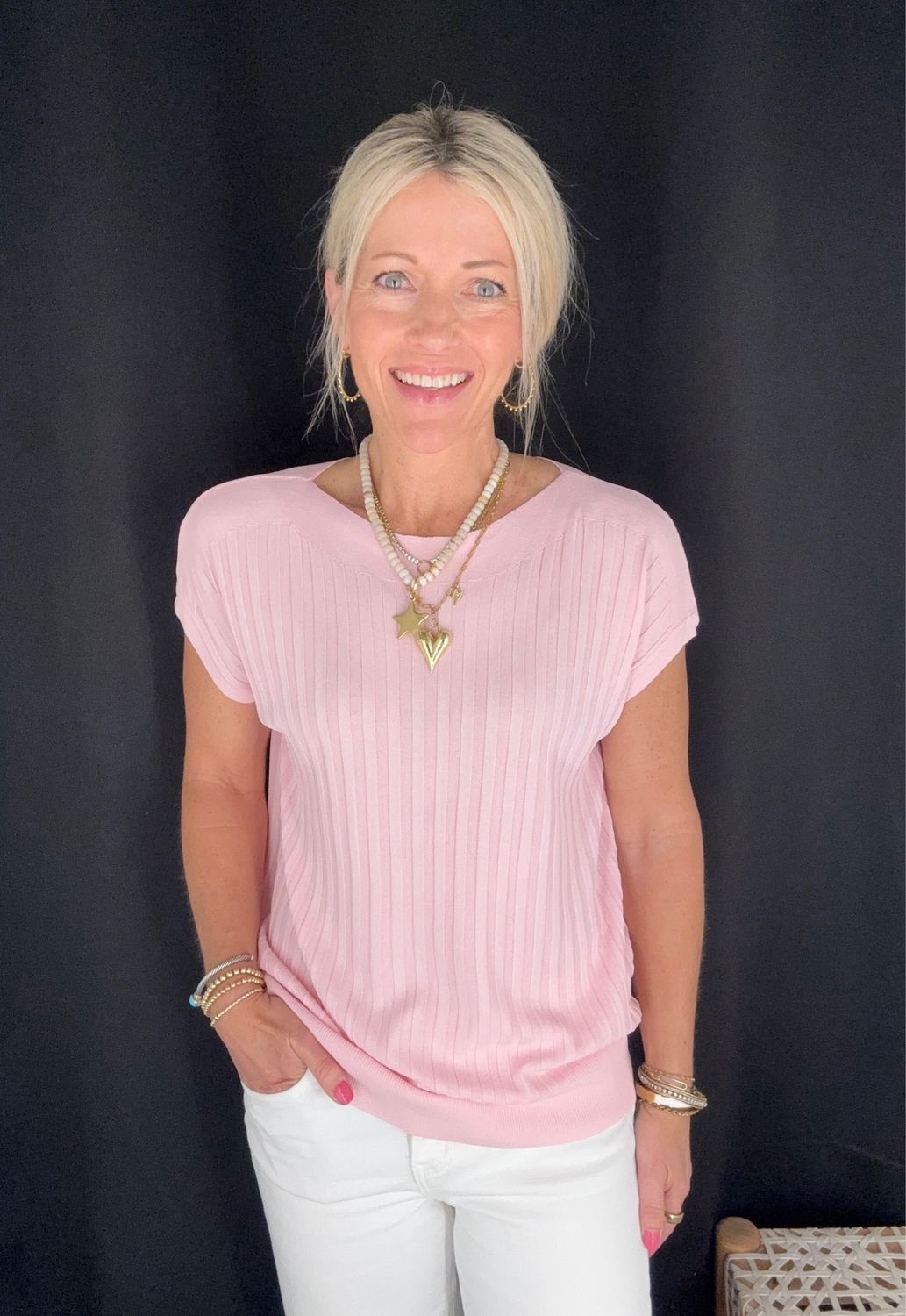 Ruby Ribbed Sweater-Pink