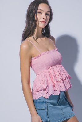 Lila Ruffle Tank-Pink