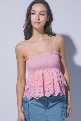 Lila Ruffle Tank-Pink