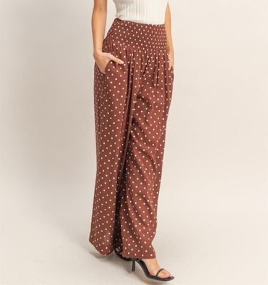 Dotty Wide Leg Pant-Brown